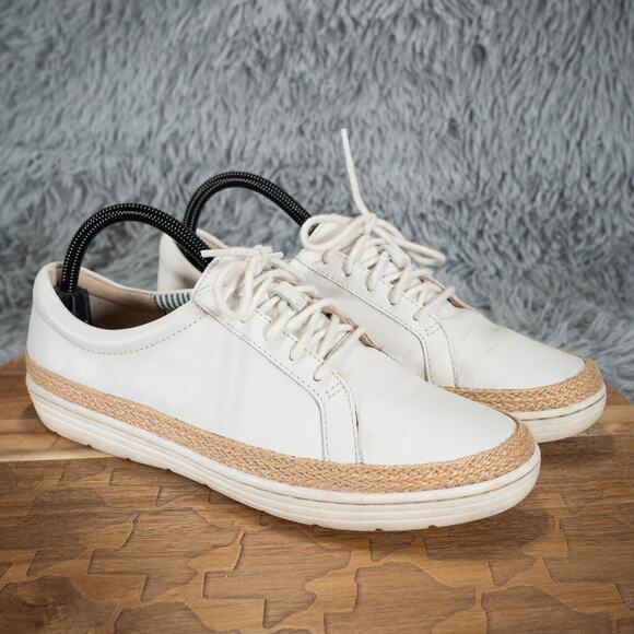 Collection by Clarks Marie Mist White Leather Espadrilles Sneakers Size 8.5 - Picture 1 of 9